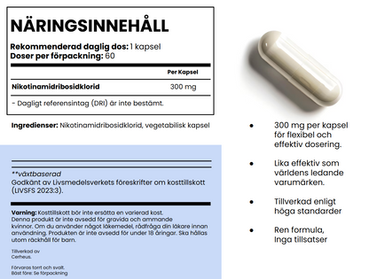 Cerheus NR (NAD+) Tillskott 60 kapslar - 300 mg